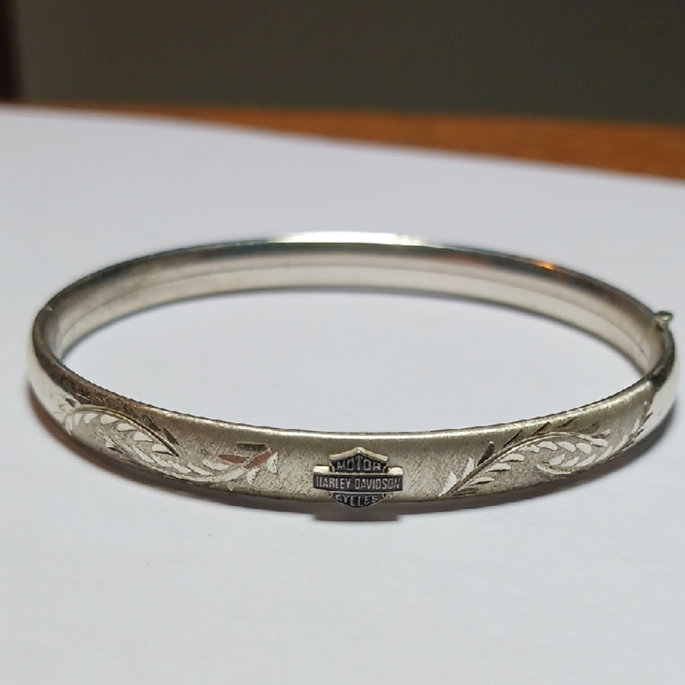 Harley-Davidson Silver Engraved Bangle